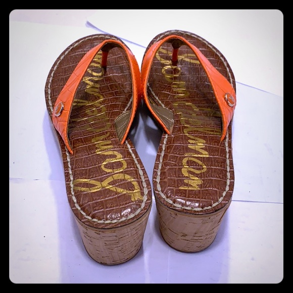 GentlyUsed Sam Edelman ROMY Orange Wedge. Size: 7M - Picture 4 of 8